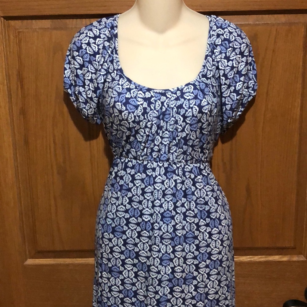 Loft Blue Print Dress, Sz 8